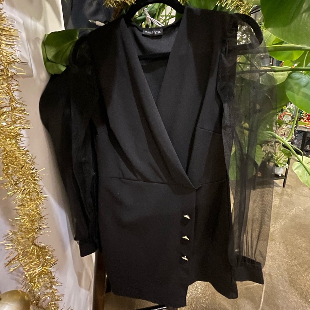 Black dress sheer sleeves